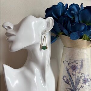 Semi-Precious Jade Stone Drop Earrings By JM NWT